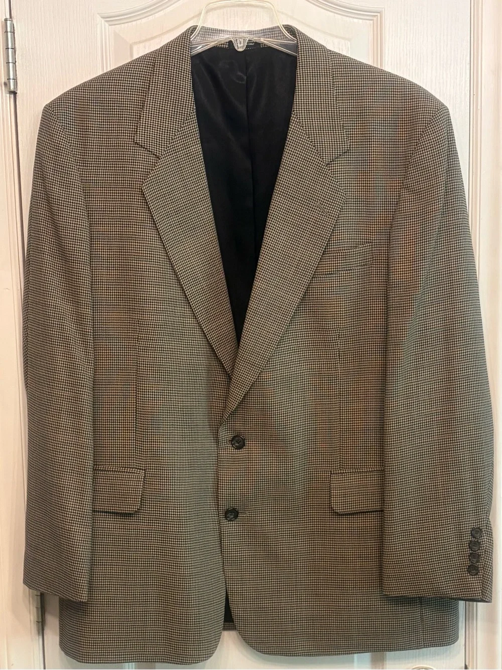 Oscar de la Renta Black and Brown Micro-Houndstooth Sport Coat